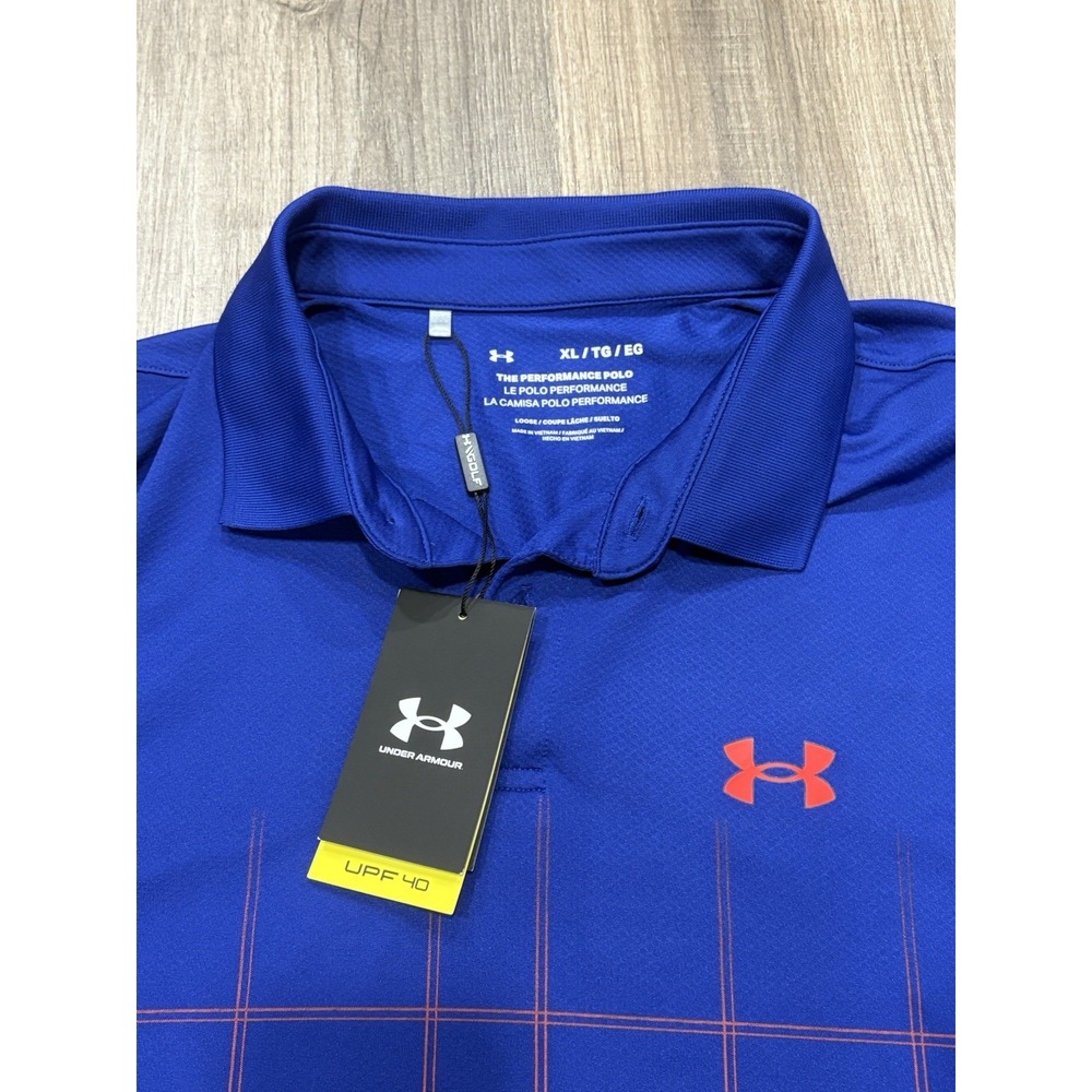 Under Armour The Performance Short Sleeve Polo Plaid NWT‎ Mens size XL - Picture 3 of 9